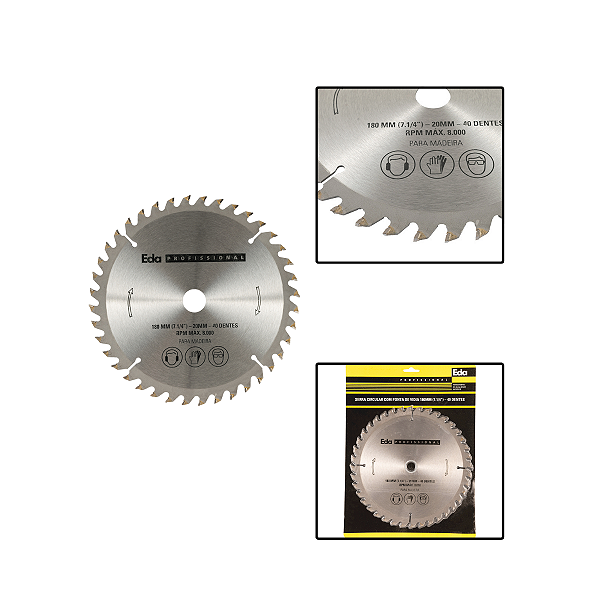 Serra Circular C/ Ponta de Vidia 180mm(7.1/4") 40 Dentes