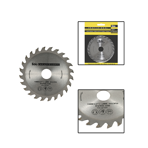 Serra Circular C/ Ponta de Vidia 110mm(4.3/8") 24 Dentes