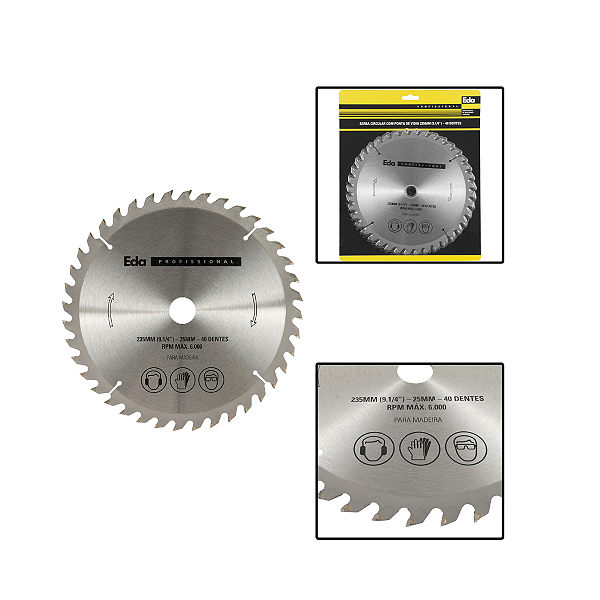 Serra Circular C/ Ponta de Vidia 235mm(9.1/4") 40 Dentes