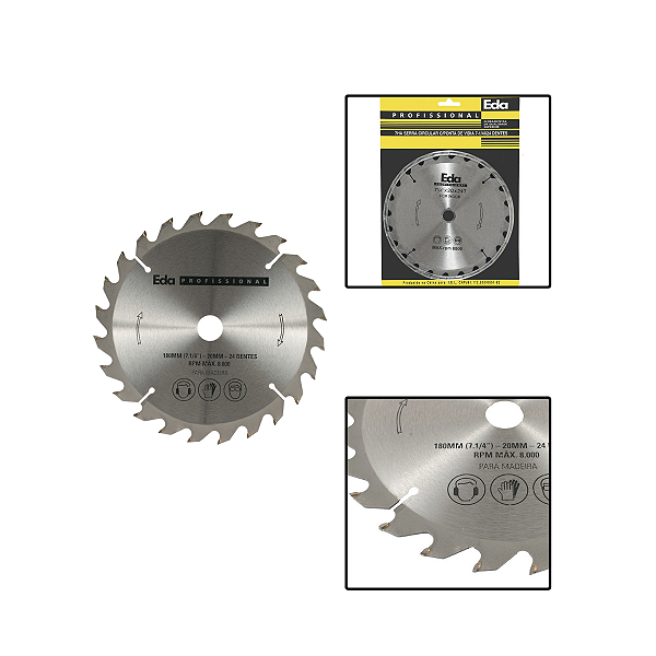 Serra Circular C/ Ponta de Vidia 180mm(7.1/4") 24 Dentes