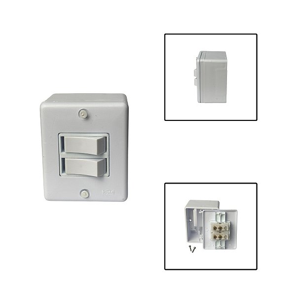 Interruptor Simples 2 Teclas 6A 250V Branco