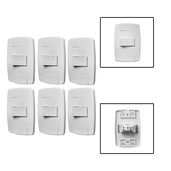 Kit 6 Conjuntos Interruptores Paralelo 10A 250V