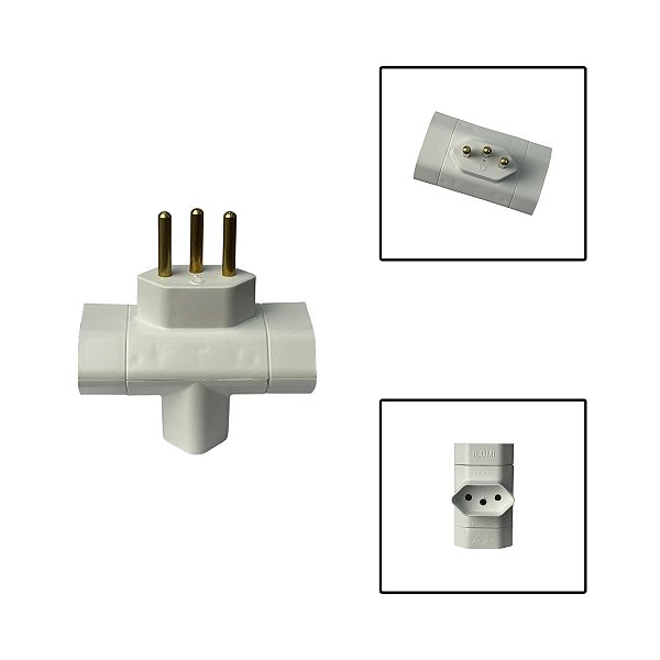 Pino Bipolar Benjamin 3 Saídas Tipo T 10A 250V Branco