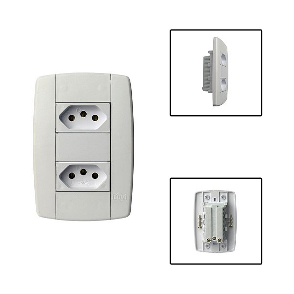 Tomada Dupla Monobloco 3 Pinos 20A 250V 4x2 Branco