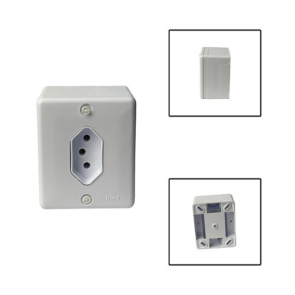 Tomada Simples Sobrepor 3 Pinos 10A 250V Branco