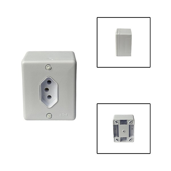 Tomada Simples Sobrepor 3 Pinos 20A 250V Branco