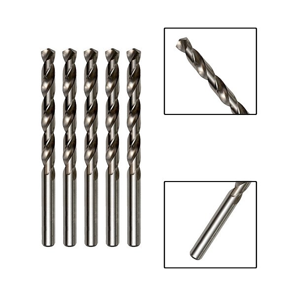 Kit 5 Brocas Paralelas De Aço Rápido HSS 7/16”
