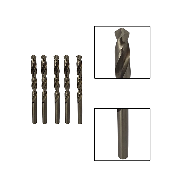 Kit 5 Brocas Paralelas Aço Rápido HSS 21/64"
