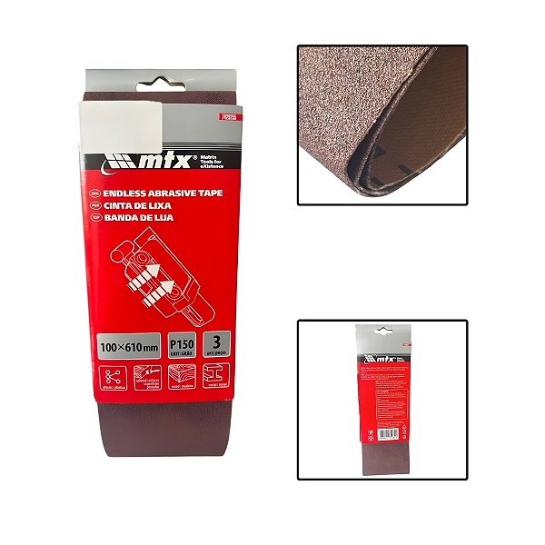 Cinta De Lixa 100 X 610mm 150 Graos 3 Pçs