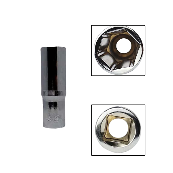Soquete Encaixe Sextavado 1/2" Longo 19mm Cromo Vanadio