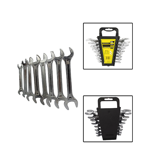 Jogo De Chave Fixa De Aço C/ 8 Peças 6 a 22mm