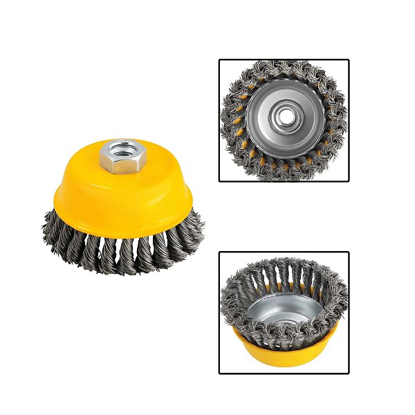 Escova Tipo Copo C/ Rosca 4" Torcida Para Esmerilhadeira