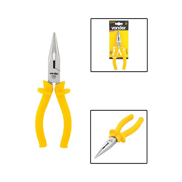 Alicate Bico Meia Cana Reto 6 Polegadas Isolado Ate 1000V