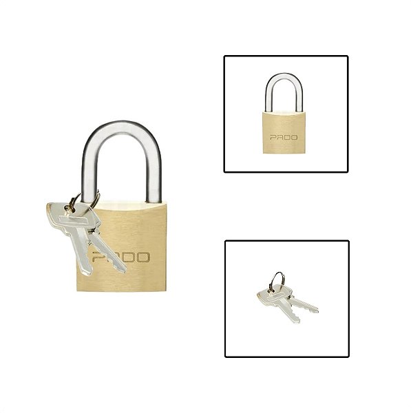Cadeado Latão LT-25 Com 2 Chaves Mala Armário Bicicleta