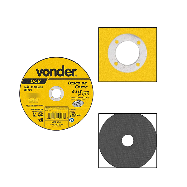 Disco De Corte Para Aço Grão 60 115mm 13300Rpm