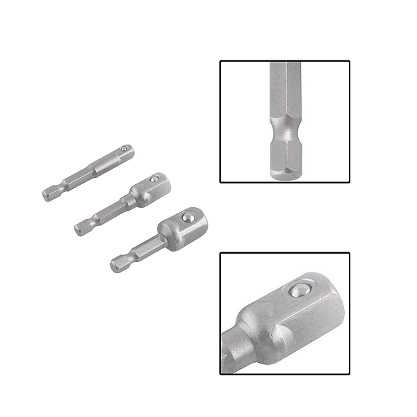 Adaptador P/ Soquetes Jogo C/ 3 Peças 1/4 3/8 1/2 Polegadas