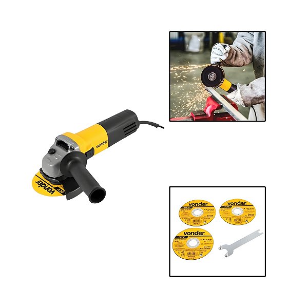 Esmerilhadeira 4.1/2" 650W 220V C/ 3 Discos 115 x 1 x 22,2mm