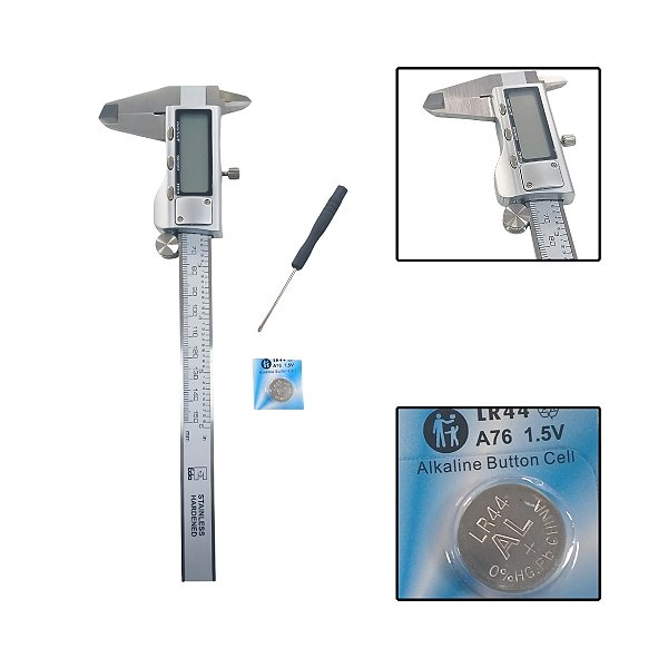 Paquímetro Digital Aço Inox 6 Pol 150mm Tela Resolução LCD