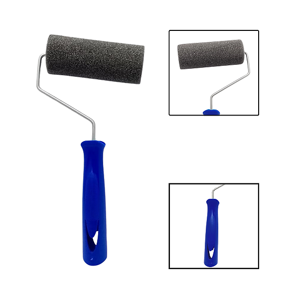 Rolo Espuma 9 Cm Cinza Com Cabo Para Superfícies Lisas