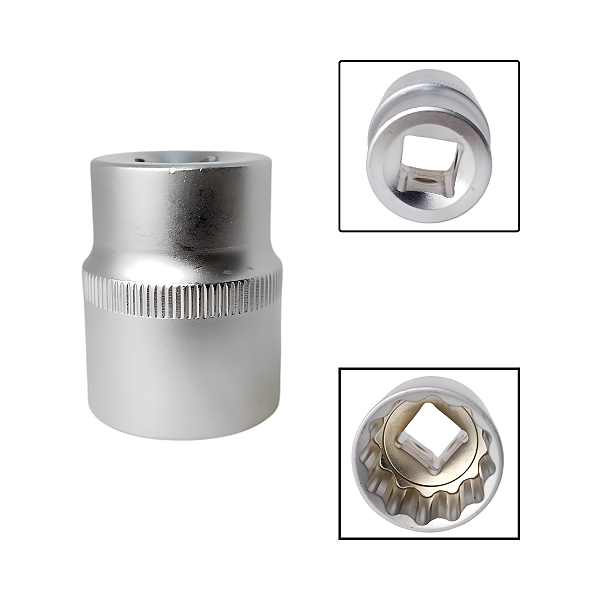 Soquete Estriado 1/2" 24mm Aço Cromo Vanádio