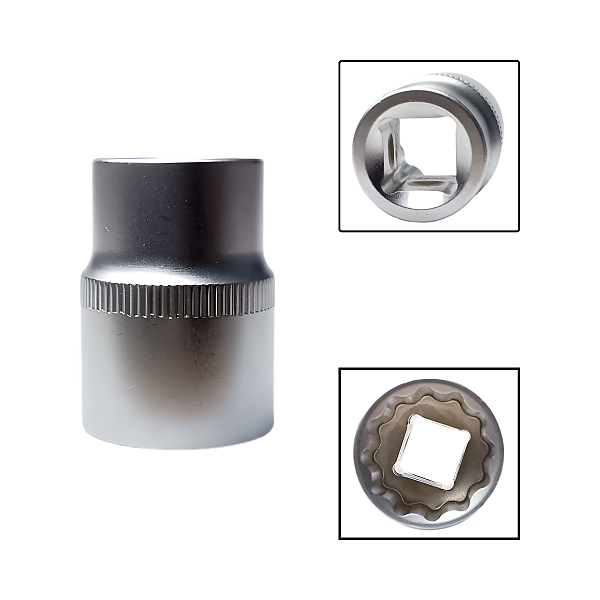 Soquete Estriado 1/2" 21mm Aço Cromo Vanádio