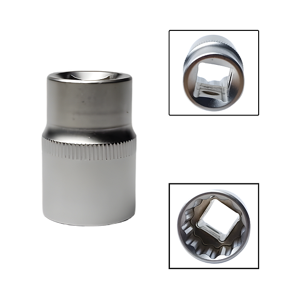 Soquete Estriado 1/2" 19mm Aço Cromo Vanádio