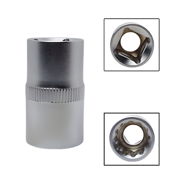 Soquete Estriado 1/2" 15mm Aço Cromo Vanádio