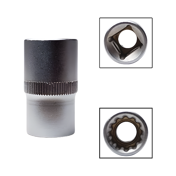 Soquete Estriado 1/2" 14mm Aço Cromo Vanádio