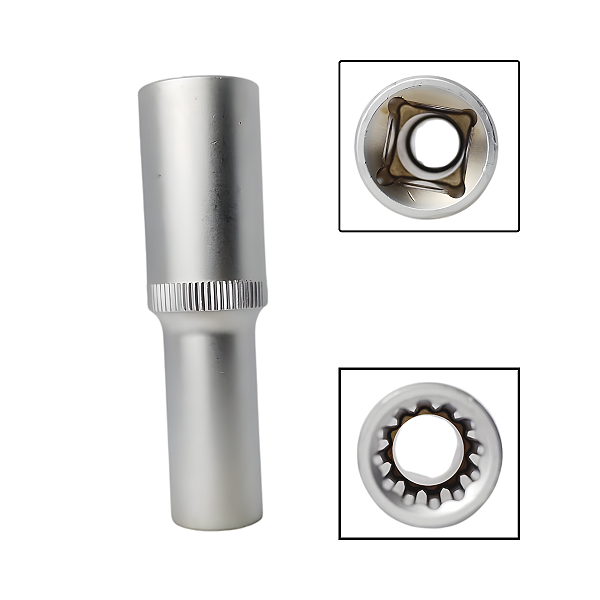 Soquete Estriado Longo 1/2" 11mm Aço Cromo Vanádio