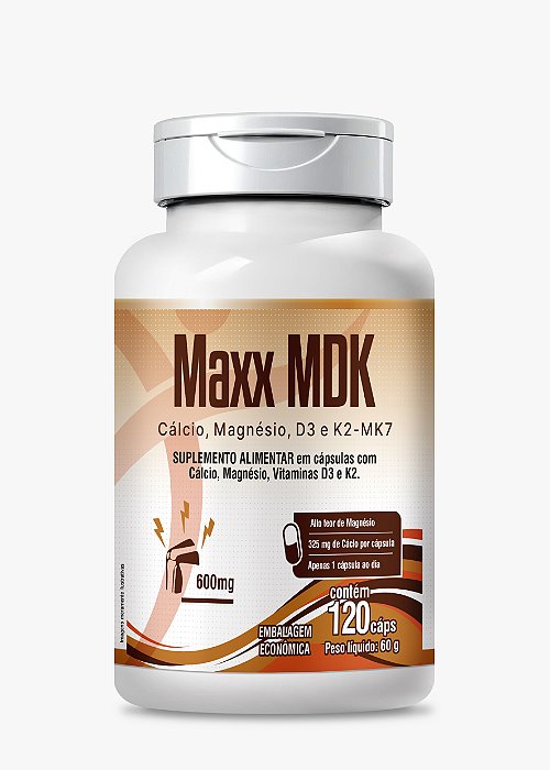 Maxx Mdk 120 Cápsulas Cálcio Magnésio Vitamina D3 + K2 1/dia