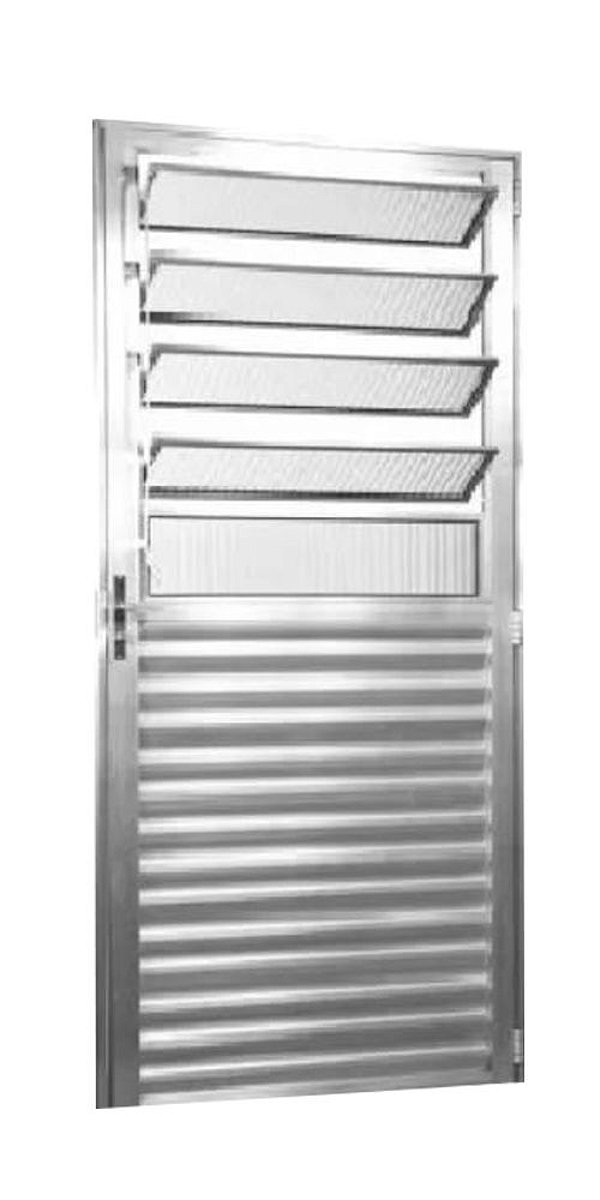 Porta De Aluminio  2,10 X 0,80 Direita  Cor Brilhante Corde Alumínio Natural Brilhante