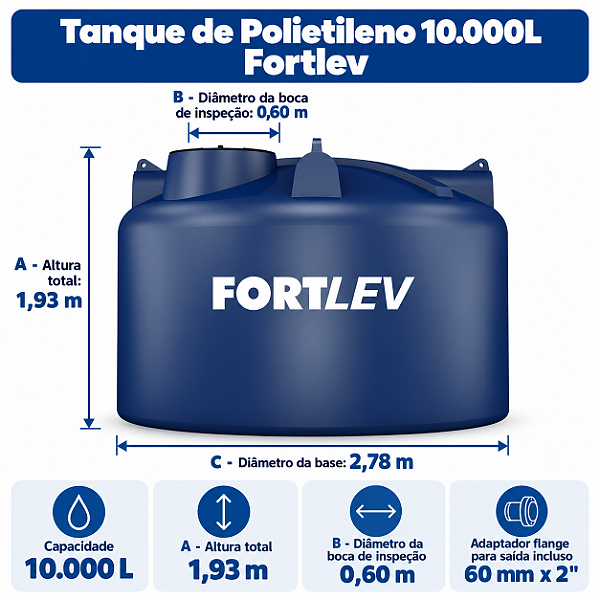 Tanque de Polietileno 10.000L Fortlev