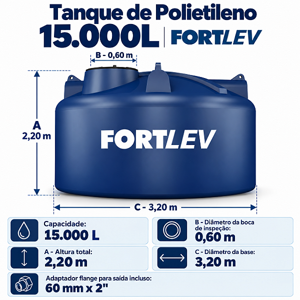 Tanque de Polietileno 15.000L Fortlev