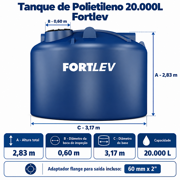 Tanque de Polietileno 20.000L Fortlev