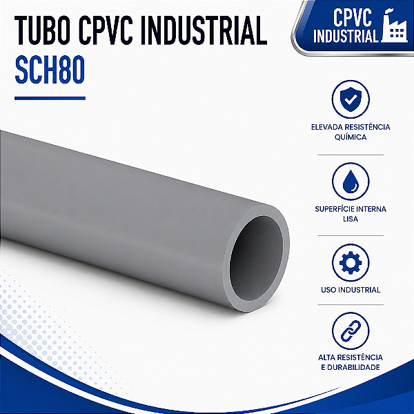 Tubo Cpvc Industrial 8'' Sch 80 Barra de 06 Mts Tigre