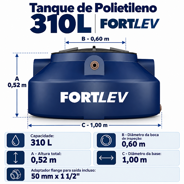 Tanque de Polietileno 310L Fortlev