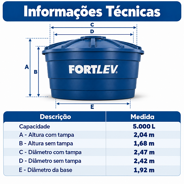 Caixa d Água De Polietileno 5.000L Fortlev