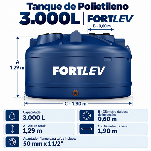 Tanque de Polietileno 3.000L Fortlev