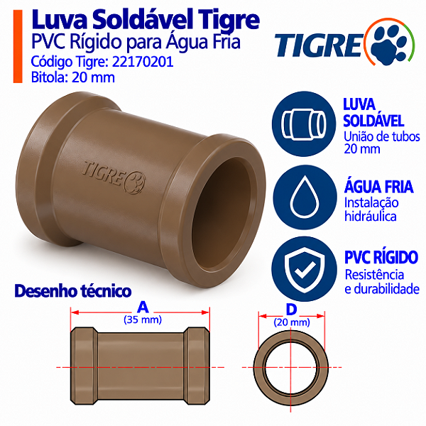 Luva Soldável 20 mm Tigre