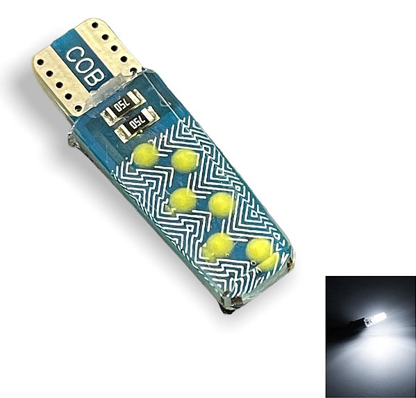 LAMPADA T10 SILICONADA 12 LED W5W BRANCO 12V