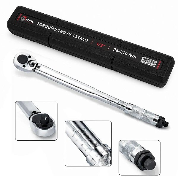 TORQUIMETRO DE ESTALO MINI P/ SOQUETE 1/2 28-210 NM 2,9KG A 21,4KG