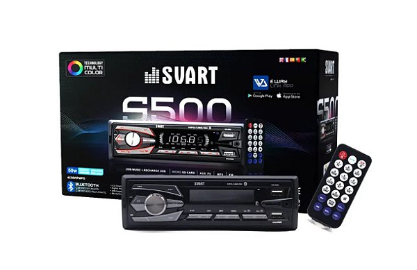 RADIO AUTOMOTIVO MP3 USB BLUETOOTH MULTI CORES S500 SVART