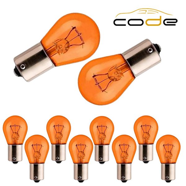 CAIXA C/ 10 LAMPADA HALOGENA TECHONE 12V BAU15S LARANJA 1 POLO PY21W