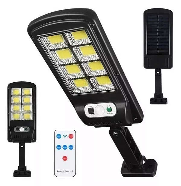 LUMINARIA SOLAR POSTE SENSOR MOVIMENTO CONTROLE REMOTO 200W