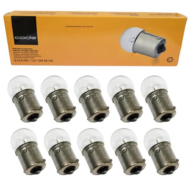 CAIXA C/ 10 LAMPADA HALOGENA R10W 12V BA15S 67 CODE TECHONE