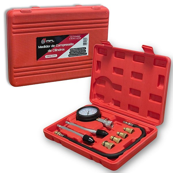 MEDIDOR DE COMPRESSAO DE CILINDROS 4 ADAPTADORES LINHA LEVE