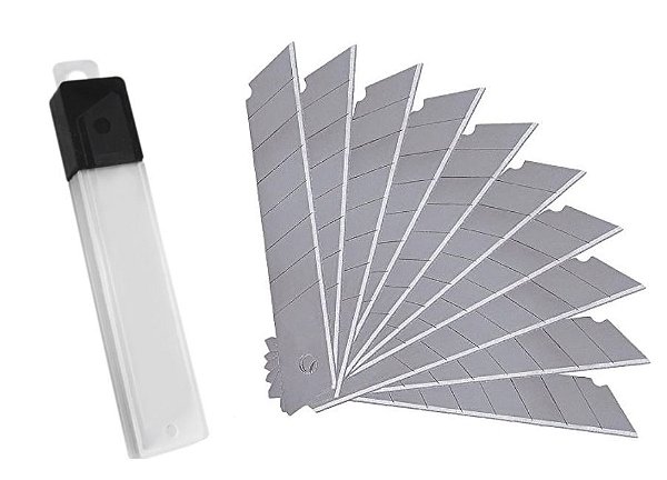 KIT 10 LAMINA PARA ESTILETE LARGA 18MM PROFISSIONAL