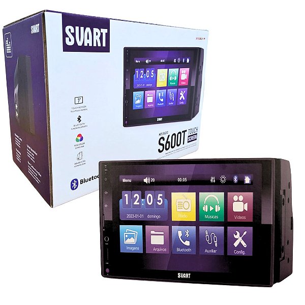 RADIO MP5 SV600T COM BOTAO E TELA TOUCH SVART