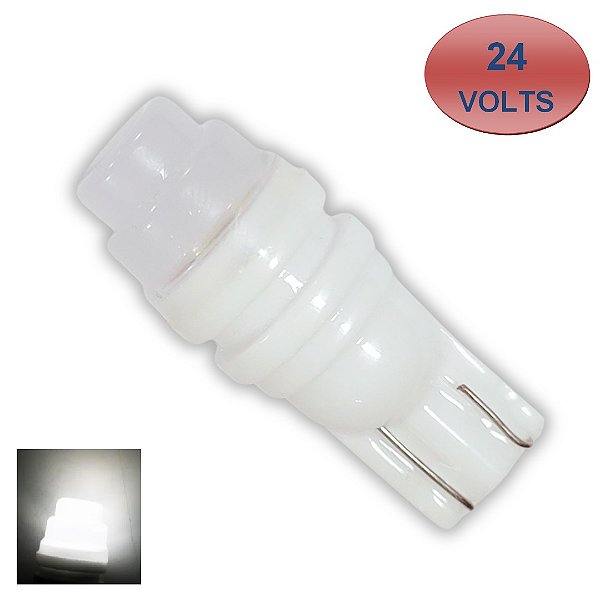 LAMPADA T10 3 LED W5W BRANCO 24V BASE DE CERAMICA