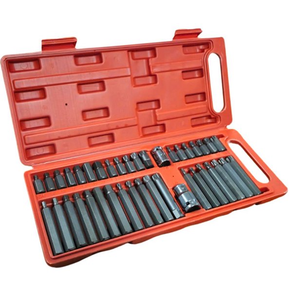 JOGO COM 40 BITS MULTIDENTADOS ALLEN E TORX HEXAGONAL 3/8 1/2